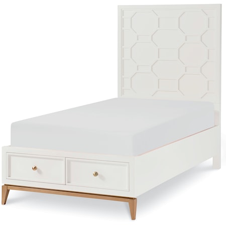Twin Panel Bed with Storage Footboard